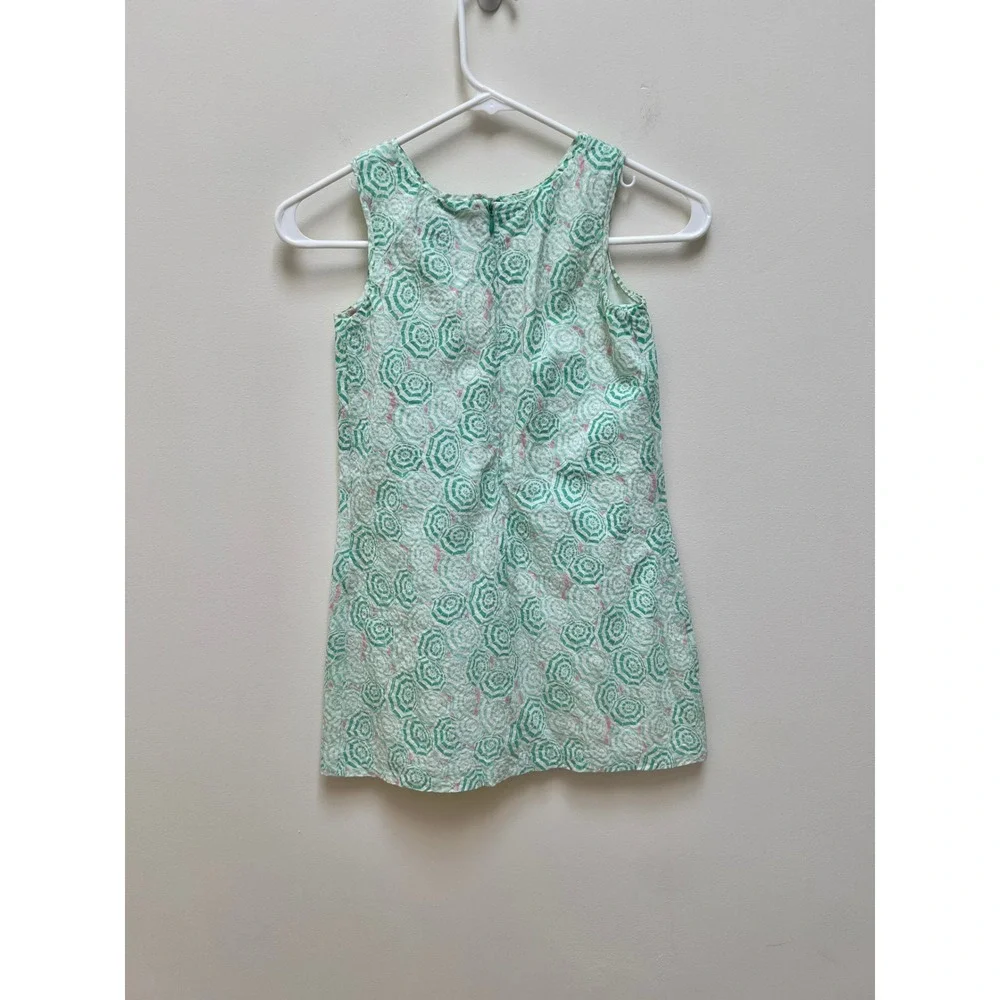 Vineyard Vines Dress Girl's 7 Green Beach Umbrella Seersucker Shift Sleeveless